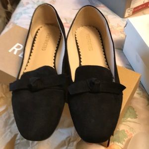 Black, Faux suede smoker flat, Restricted, size 9 1/2 medium